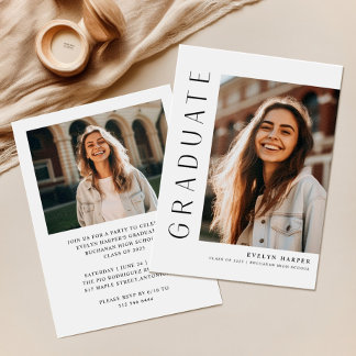 Modern Simple College High School Photo Graduation Invitation