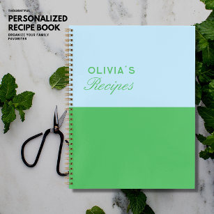 Modern Simple Colorblock Blue and Green Recipe Notebook