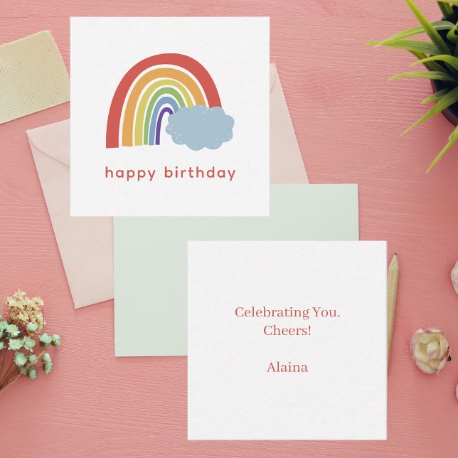 Modern Simple Colorful Chic Rainbow Birthday Note Card (Creator Uploaded)
