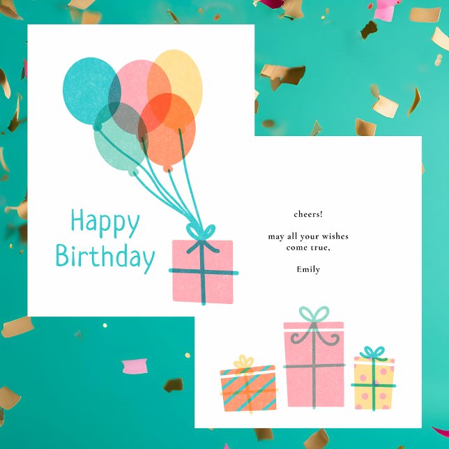 Modern Simple Colorful Happy Birthday Flat Card (Creator Uploaded)