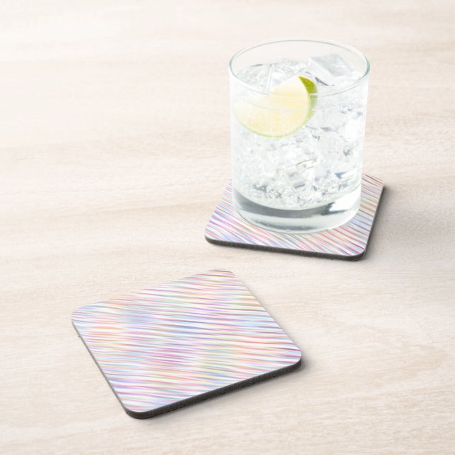 Modern Simple colorful line stripes Pattern  Beverage Coaster (Right Side)
