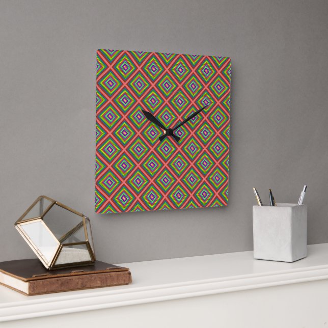 Modern simple colorful square geometric pattern  wall clock (Office)