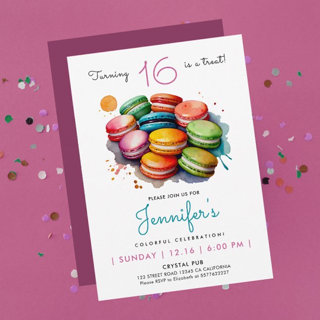 Modern Simple Colorful Sweet Macarons Watercolor Invitation (Creator Uploaded)