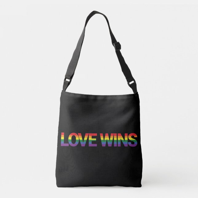 Modern, simple, colorful, vibrant design Love Wins Crossbody Bag (Back)
