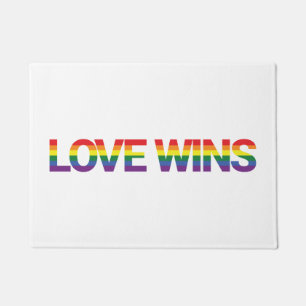 Modern, simple, colorful, vibrant design Love Wins Doormat