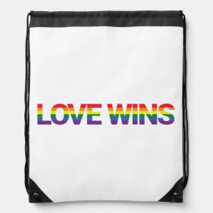 Modern, simple, colorful, vibrant design Love Wins Drawstring Bag