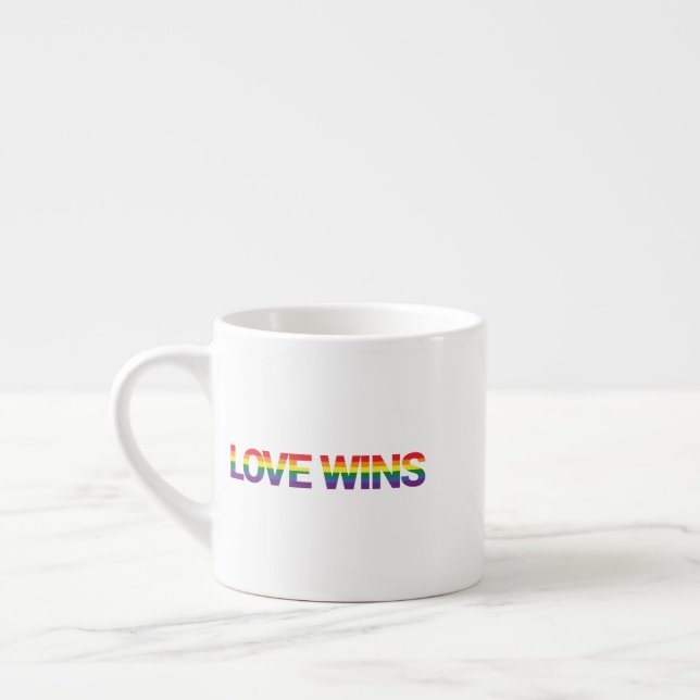 Modern, simple, colorful, vibrant design Love Wins Espresso Cup (Left)