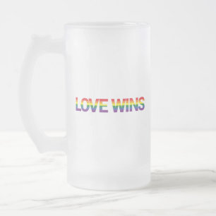 Modern, simple, colorful, vibrant design Love Wins Frosted Glass Beer Mug