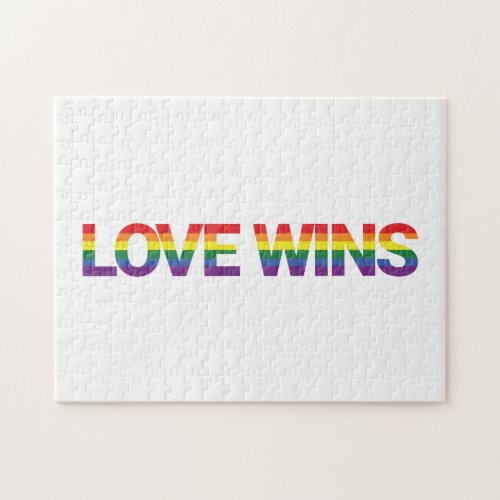Modern simple colorful vibrant design Love Wins Jigsaw Puzzle
