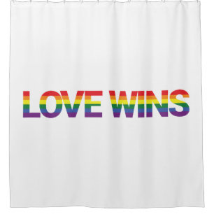 Modern, simple, colorful, vibrant design Love Wins Shower Curtain
