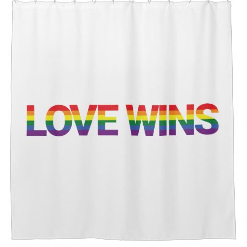 Modern simple colorful vibrant design Love Wins Shower Curtain