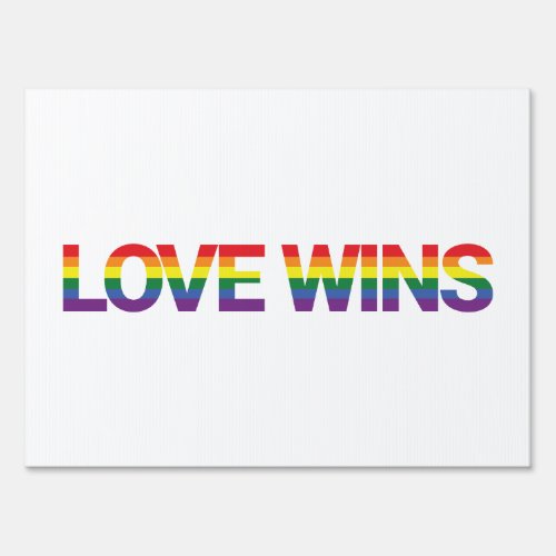 Modern simple colorful vibrant design Love Wins Sign