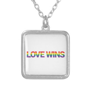 Modern, simple, colorful, vibrant design Love Wins Silver Plated Necklace