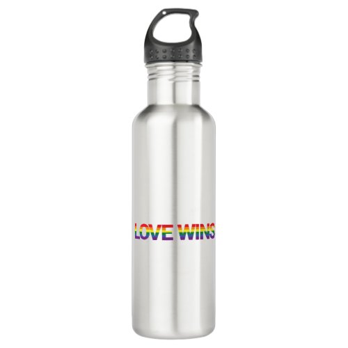 Modern simple colorful vibrant design Love Wins Stainless Steel Water Bottle