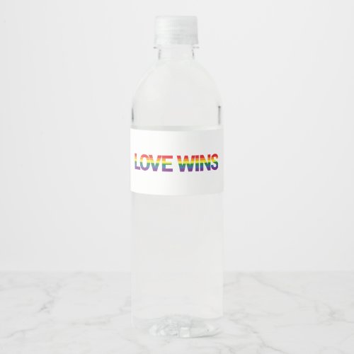 Modern simple colorful vibrant design Love Wins Water Bottle Label