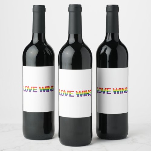 Modern simple colorful vibrant design Love Wins Wine Label
