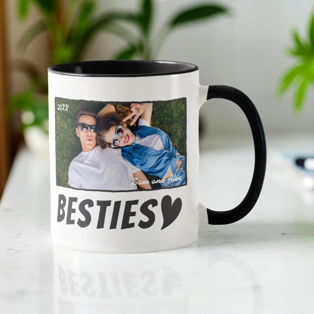 Modern Simple Comic Bestie Best Friends BFF Photo Mug (Creator Uploaded)