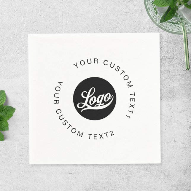 Modern Simple Company logo & Round text Business Napkins (Creator Uploaded)