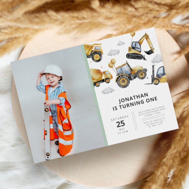 Modern Simple Construction Birthday Party Invitation (Creator Uploaded)