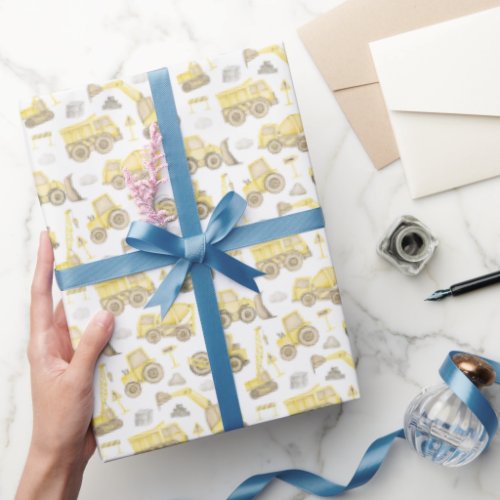 Modern Simple Construction Themed Birthday Wrapping Paper