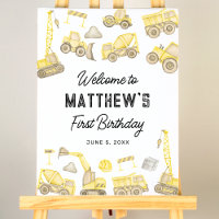 Modern Simple Construction Themed First Birthday