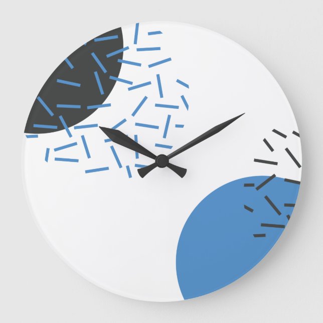 Modern, simple, cool, abstract, graphic pattern large clock (Front)