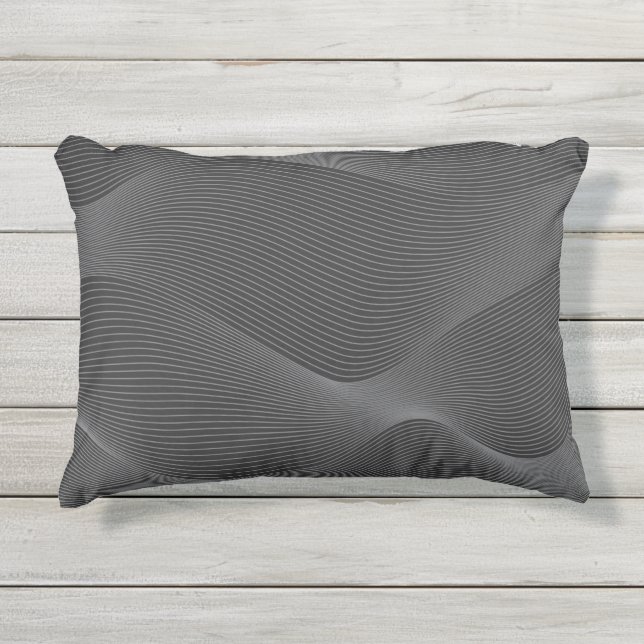 Modern, simple, cool, abstract motion wave pattern outdoor pillow (Front)
