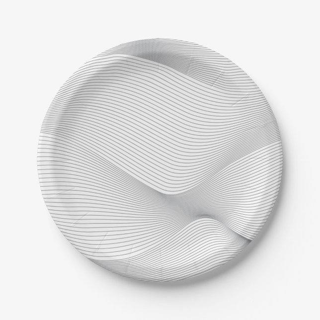 Modern, simple, cool, abstract motion wave pattern paper plates (Front)