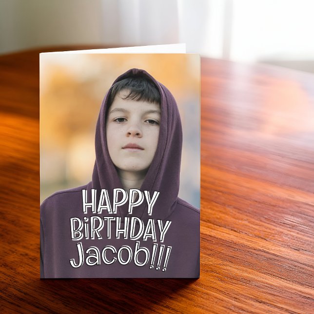 Modern Simple Cool Custom Photo Birthday Greeting Card (Creator Uploaded)