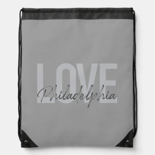 Modern simple cool design Love Philadelphia Drawstring Bag
