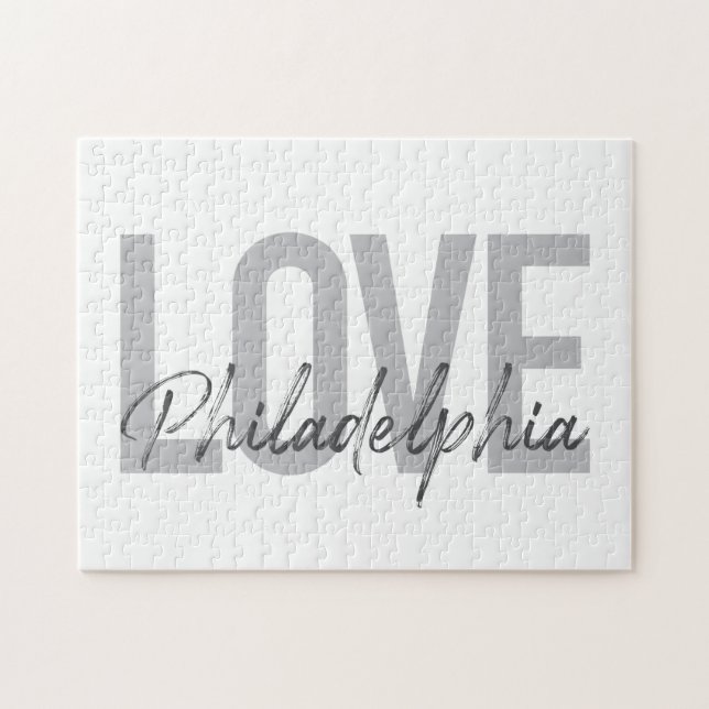 Modern, simple, cool, design Love Philadelphia Jigsaw Puzzle (Horizontal)