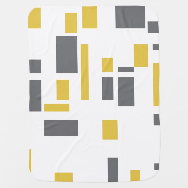 Modern, simple, cool geometric yellow gray pattern baby blanket (Front)