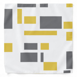 Modern, simple, cool geometric yellow gray pattern bandana