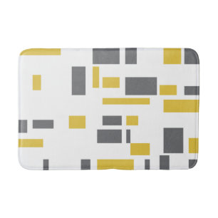 Modern, simple, cool geometric yellow gray pattern bath mat