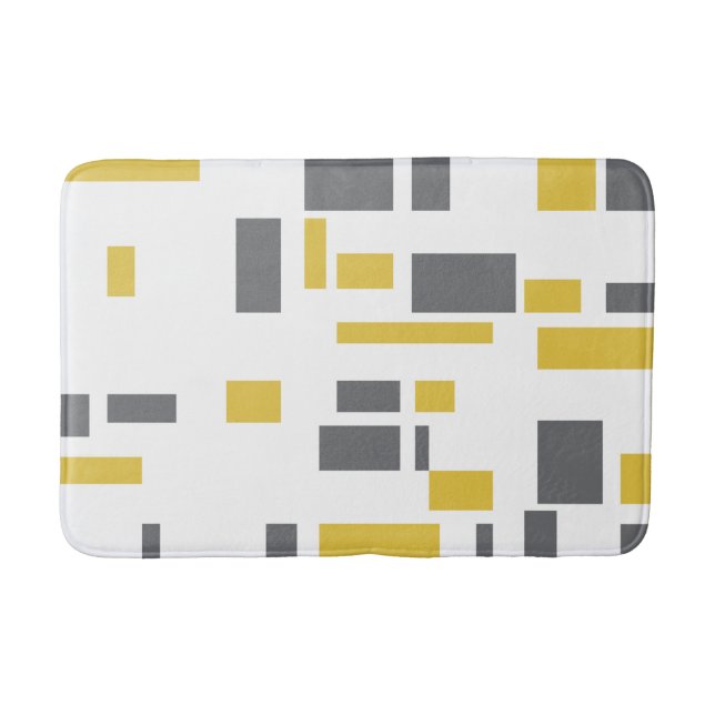 Modern, simple, cool geometric yellow gray pattern bath mat (Front)