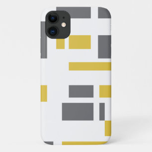 Modern, simple, cool geometric yellow gray pattern iPhone 11 case