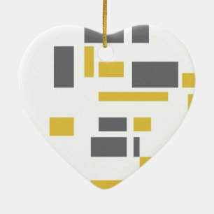 Modern, simple, cool geometric yellow gray pattern ceramic ornament