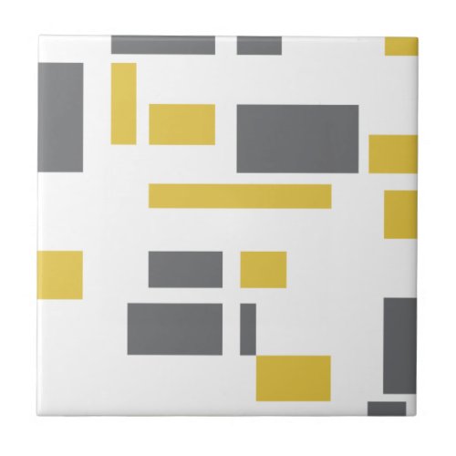 Modern simple cool geometric yellow gray pattern ceramic tile