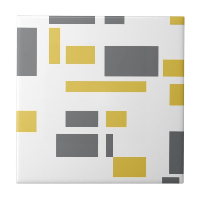 Modern, simple, cool geometric yellow gray pattern ceramic tile (Front)