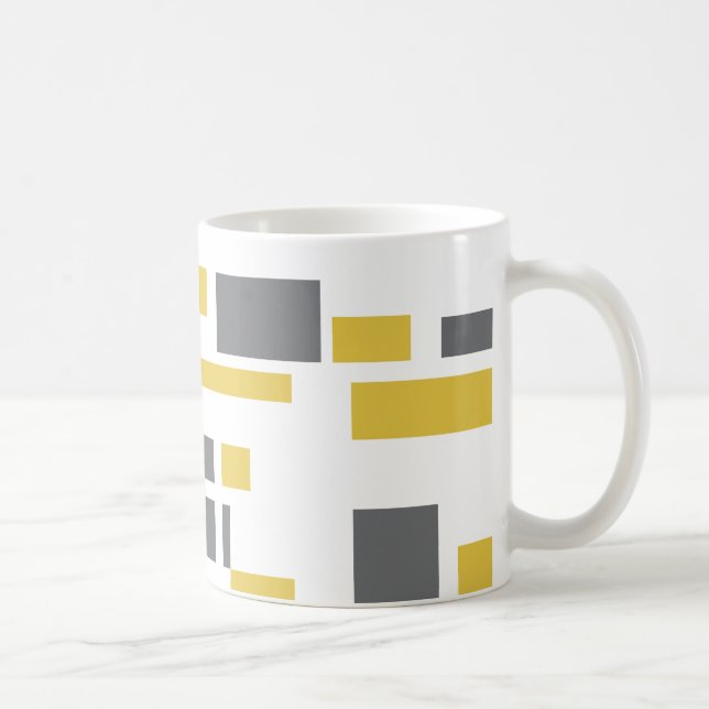 Modern, simple, cool geometric yellow gray pattern coffee mug (Right)