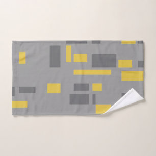 Modern, simple, cool geometric yellow gray pattern hand towel 