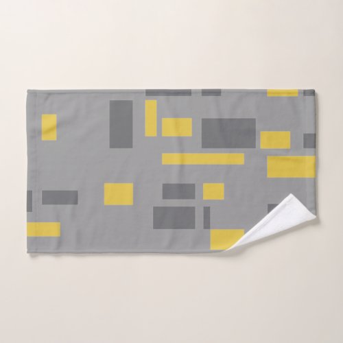 Modern simple cool geometric yellow gray pattern hand towel 
