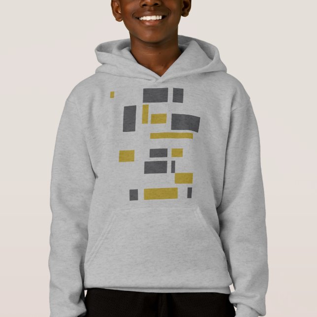 Modern, simple, cool geometric yellow gray pattern hoodie (Front)