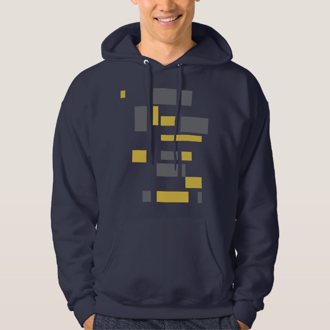 Modern, simple, cool geometric yellow gray pattern hoodie (Front)
