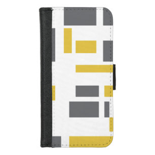 Modern, simple, cool geometric yellow gray pattern iPhone 8/7 wallet case
