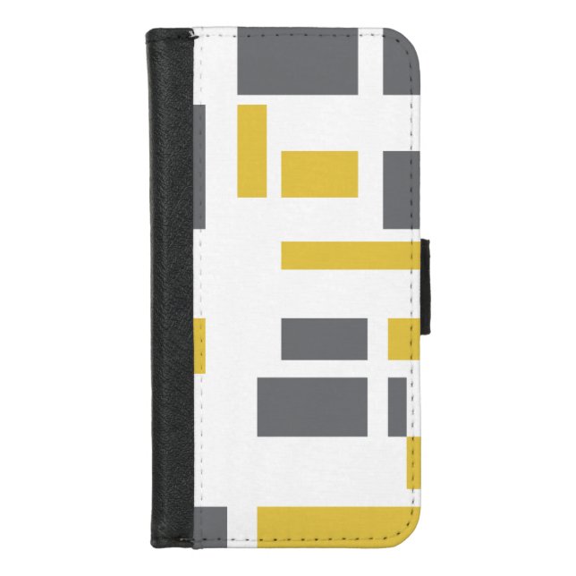 Modern, simple, cool geometric yellow gray pattern iPhone wallet case (Front)