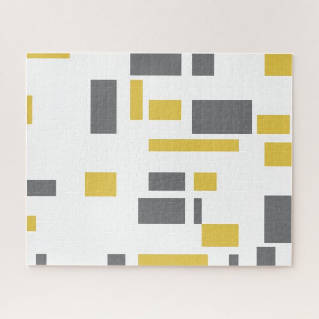 Modern, simple, cool geometric yellow gray pattern jigsaw puzzle (Horizontal)