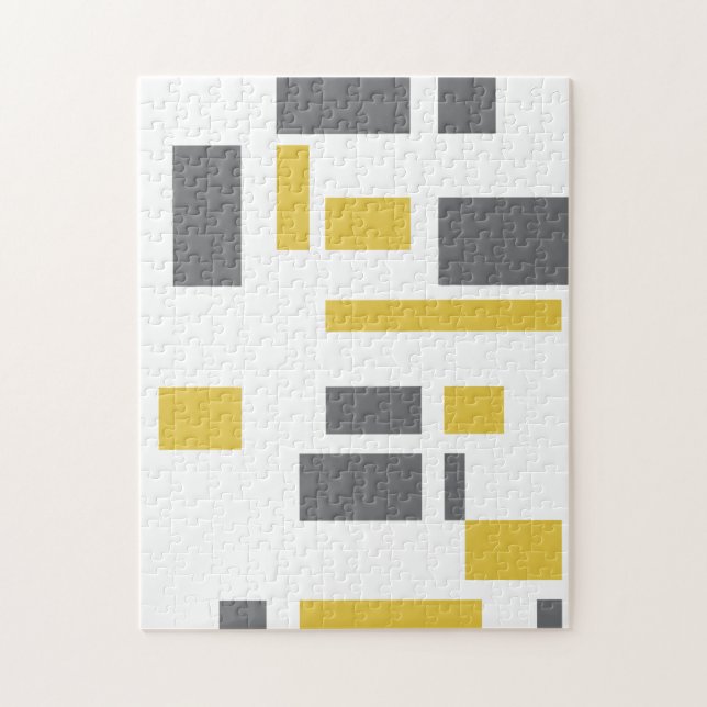 Modern, simple, cool geometric yellow gray pattern jigsaw puzzle (Vertical)