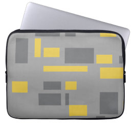 Modern, simple, cool geometric yellow gray pattern laptop sleeve