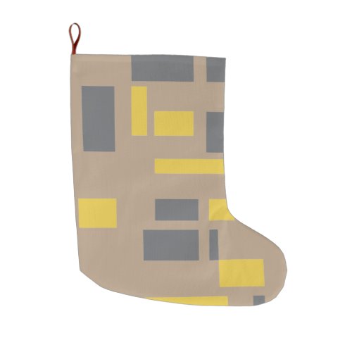 Modern simple cool geometric yellow gray pattern large christmas stocking